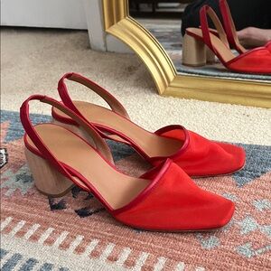 LOQ Red Mules with Tan Heel